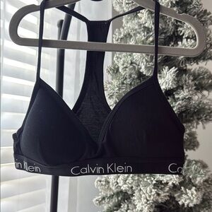 Calvin Klein Black Racerback Bra with Logo Band